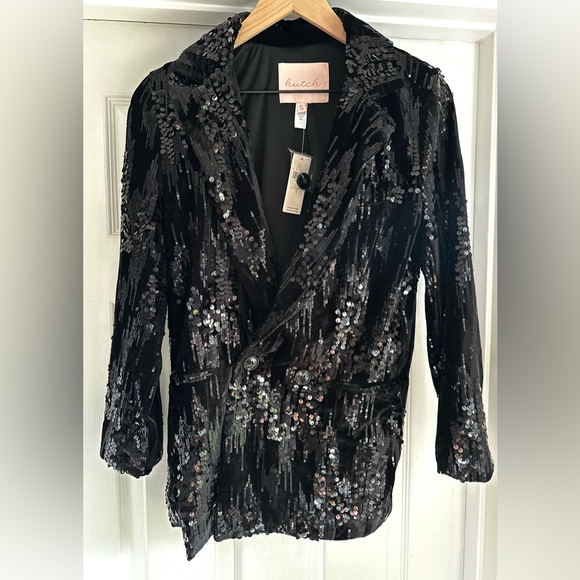 Anthropologie Hutch Velvet Sequin Black Blazer NWT Size Small - Picture 5 of 7